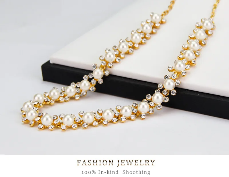 Fashion Jewelry Necklace and Earrings Stud round acrylic Hypoallergenic pearl high quality bridal jewelry sets | Украшения и