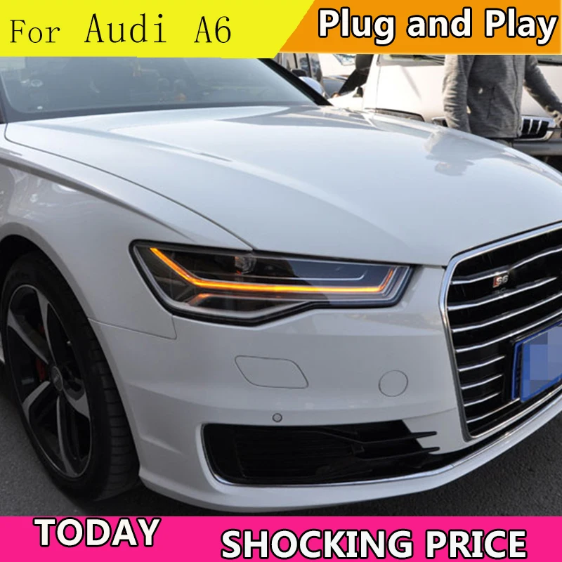 Doxa автомобильный Стайлинг для Audi A6 фары 2009-2012 2013-2018 светодиодные DRL Объектив