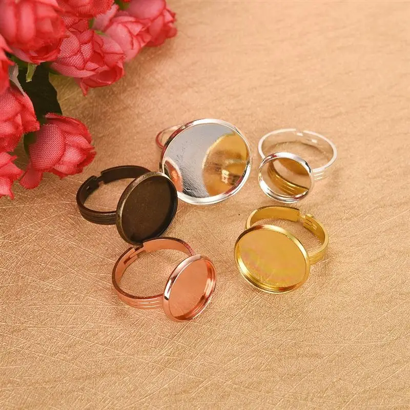 5 шт. разноцветные Регулируемые Круглые Пустые Кольца подходят для 10/12/14/16/18/20 мм Кабошон Камея Настройки