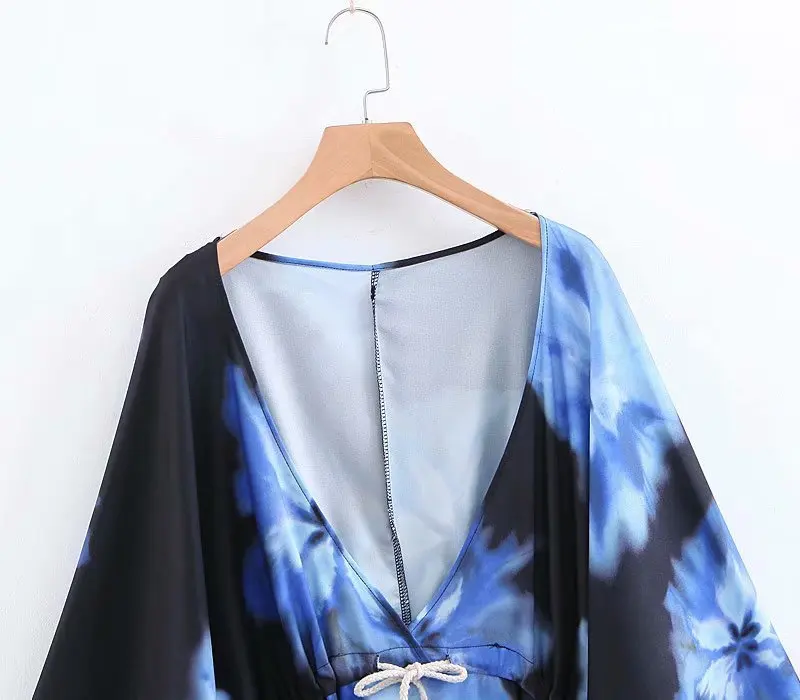 New arrival XZ55-1956 European and American fashion tie-dye printing v-neck blouse | Женская одежда