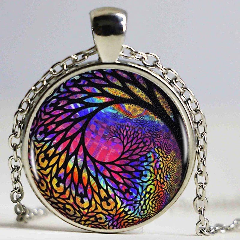 Спираль дерево кулон ожерелье культуры Полумесяца винтажные Серебристые кулоны