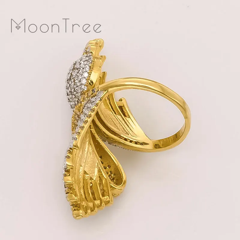MoonTree роскошное открытое дизайнерское обручальное кольцо с цветком из фианитов
