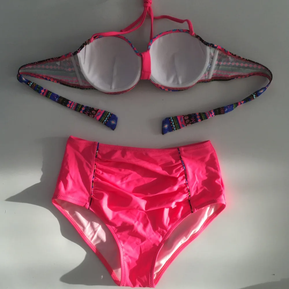 Женский винтажный купальник с завышенной талией пуш-ап и рюшами | Женская одежда