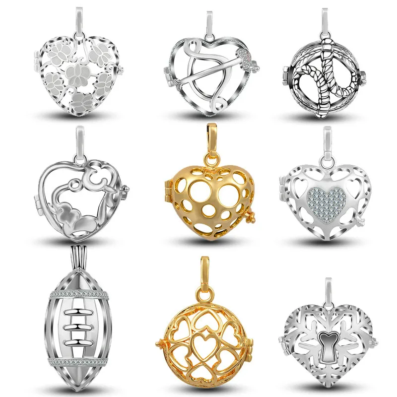 

EUDORA 18 mm Locket Cage Harmony bola Locket Cage Heart /Snow/ elephant 9 Style CZ Cages Pendant Jewelry Findings & Components