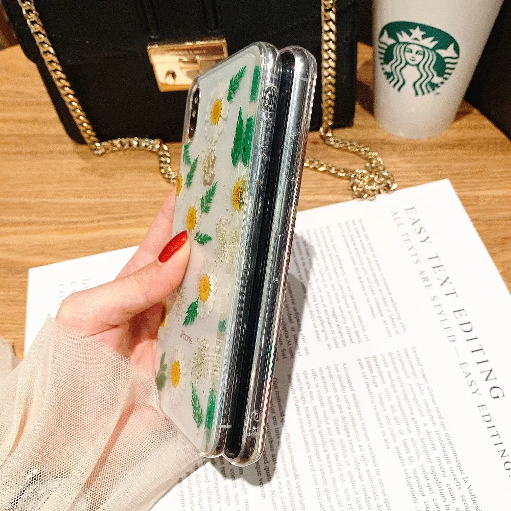 Viewfar New Mum Real Dry Flowers Transparent Soft Case For Apple iphone 6 7 8 Plus X XR XS Max Cover 6plus 7plus 8P XsMax Cases | Мобильные