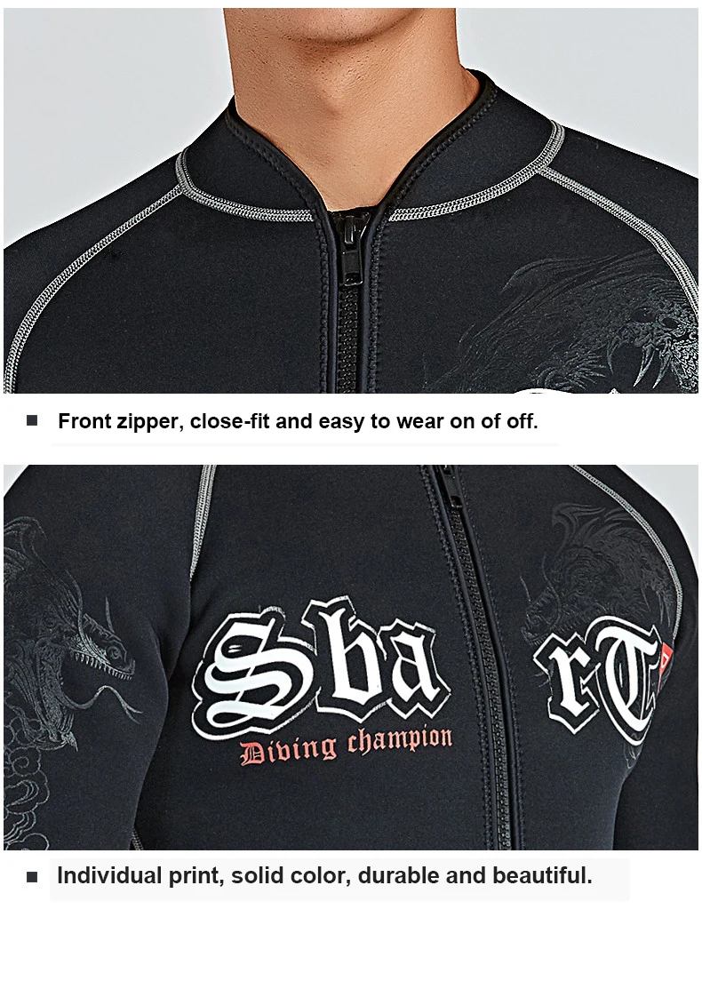 SBART 3MM Neoprene Wet suit Men's Long Sleeve Black Tops Pants Dive Suit Winter Swim Scuba Dive wet suit for cold water suit