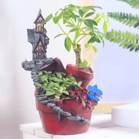 creative resin house shaped garden pot bonsai plant flower pots for succulent planter retro desktop potted home decoration