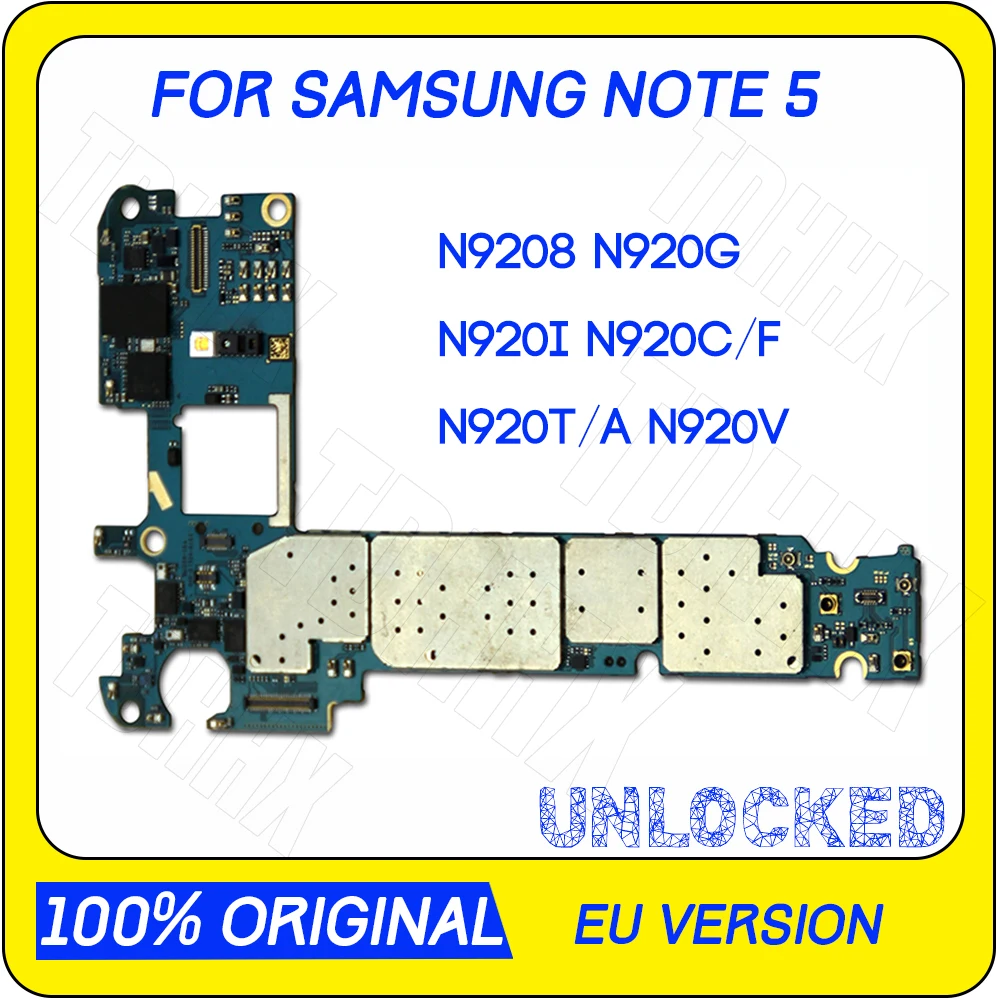 100% оригинальная разблокированная материнская плата для Samsung Galaxy Note 5 N9208 N920G N920I N920C