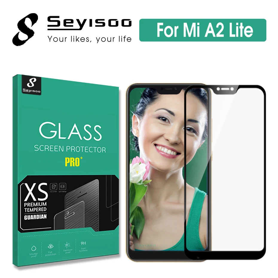 Seyisoo, черное полное покрытие, защита экрана, закаленное стекло для Xiaomi mi A2 Lite Xio mi A2 Lite, защитная пленка