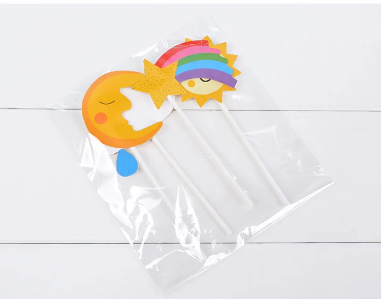 40 шт./лот 4 шт./компл. бумага Sun Moon Rainbow Clouds Топпер для торта С Днем Рождения вставка