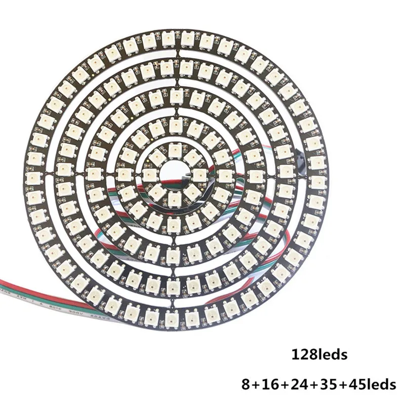 128leds Пиксельная адресация WS2812B СВЕТОДИОДНЫЙ Кольцо светодиодный s WS2812 SK6812 5050 RGB ic встроенный полный Цвет DC5V кольцо Панель Halo модуль светодиодные полосы - Испускаемый цвет: 128leds