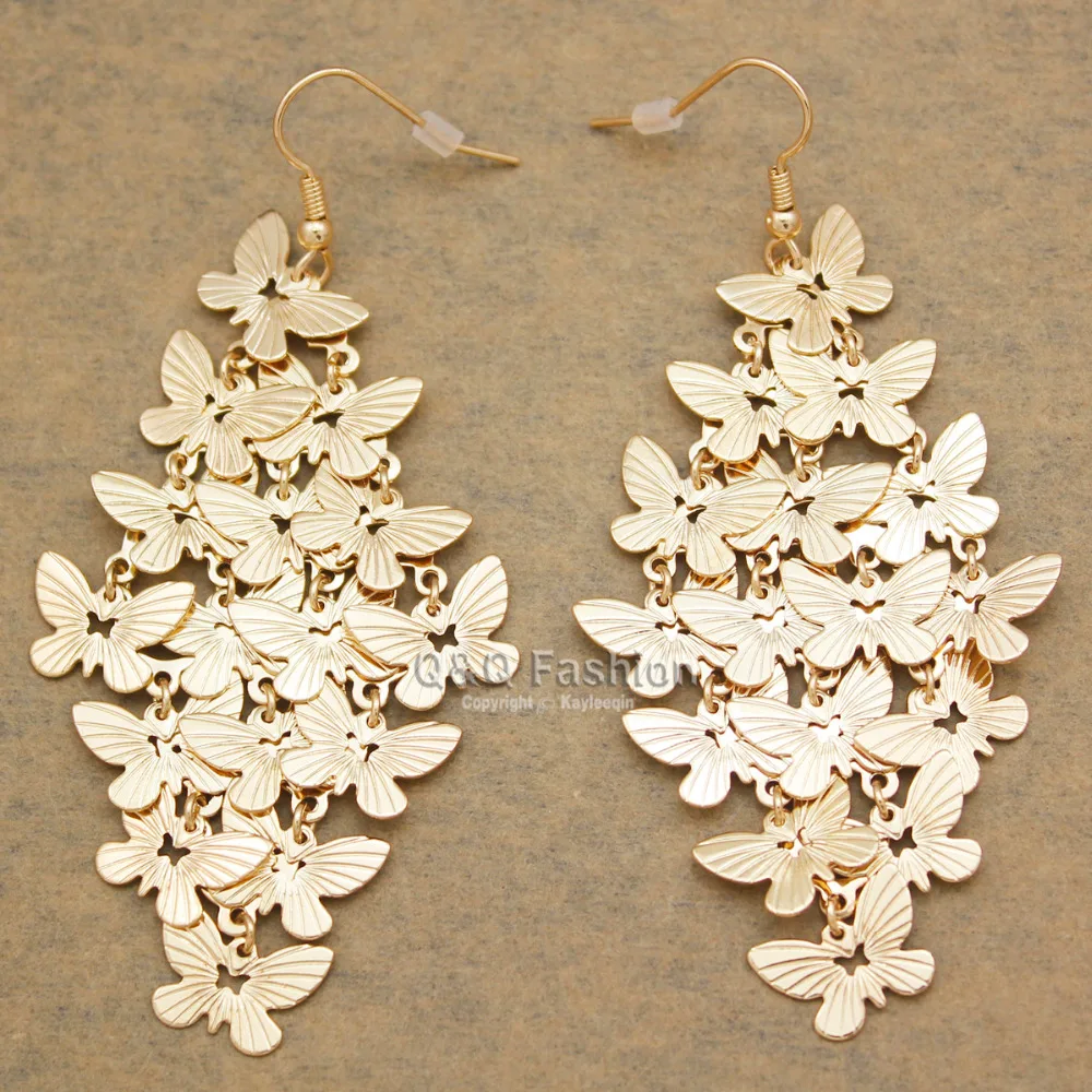 Новые этнические золотые серьги-подвески в виде бабочек и насекомых | Украшения