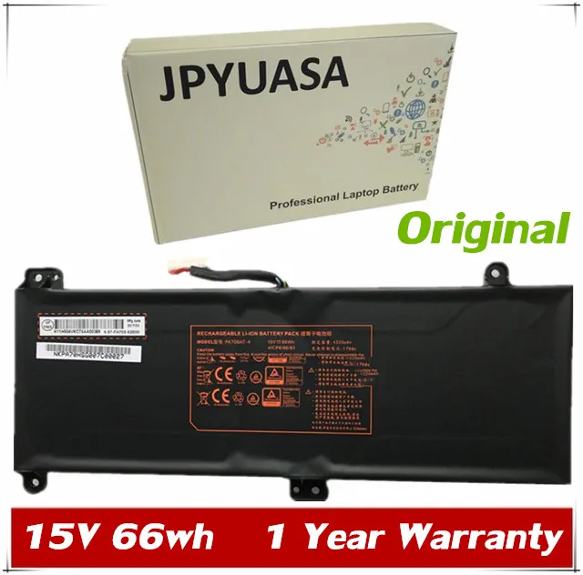 

7XINbox 15V 66wh 4320mAh Original PA70BAT-4 4ICP6/66/83 Laptop Battery For Clevo PA70HP6-G PA70HS-G PA71HP6-G PA71HS-G Tablet