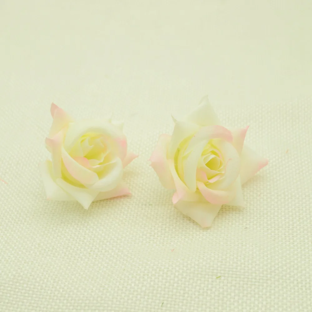 white pink 10 шт., 5 см, искусственные цветы, новогодний, Рождественский Декор для дома, свадьбы, свадебная шелковая головка розы, поддельная брошь, декоративный цветочный горшок - Цвет: white pink