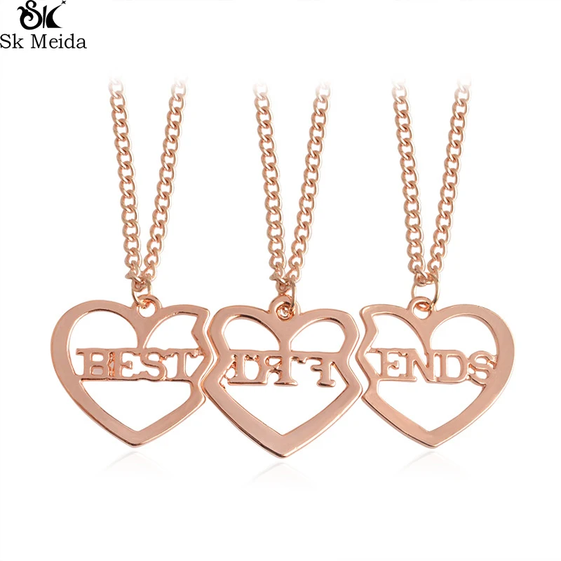 Ожерелье BFF для лучших друзей золотое серебряное розовое позолоченное ожерелье в