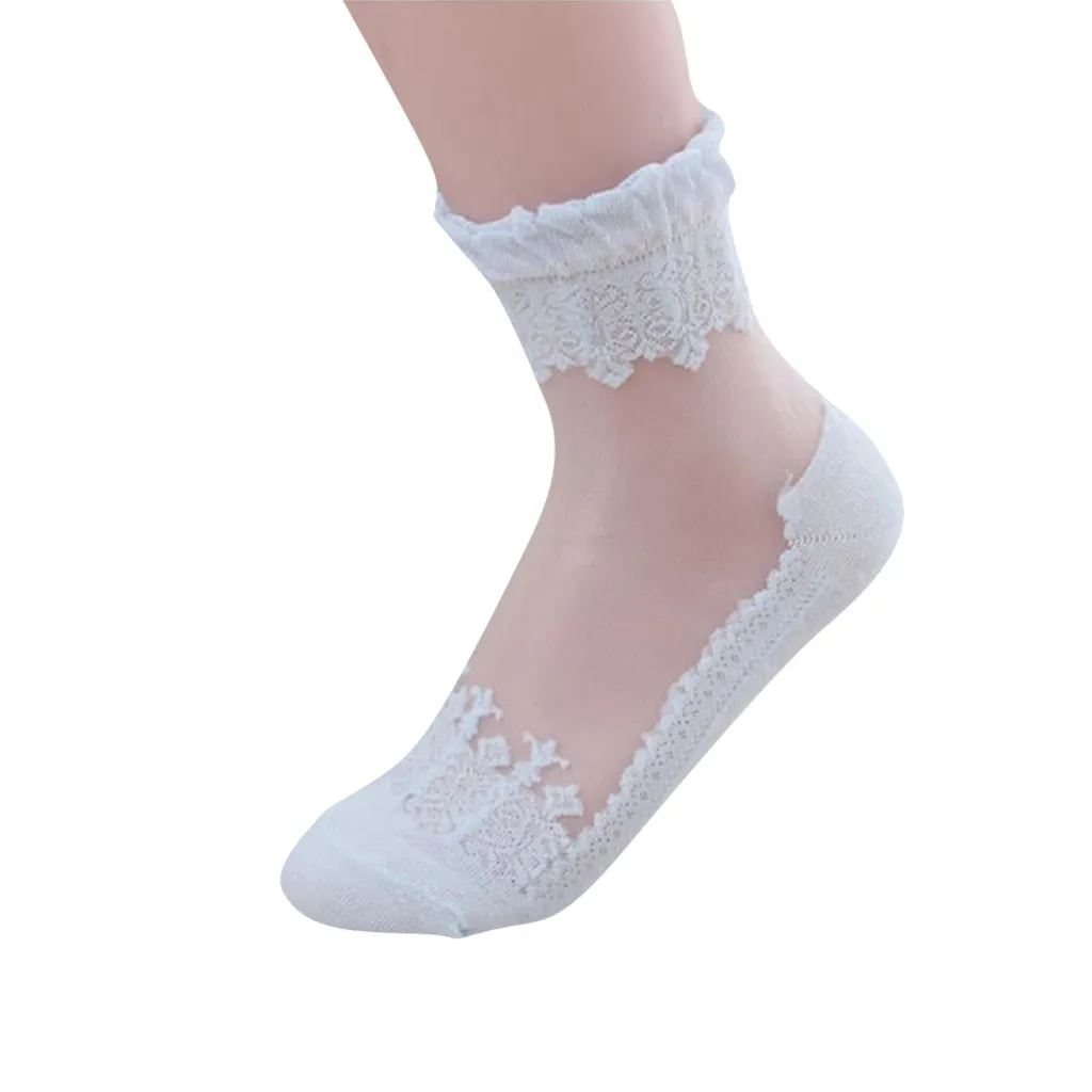 Womail модные однотонные элегантные женские кружевные прозрачные чулки M301214 1