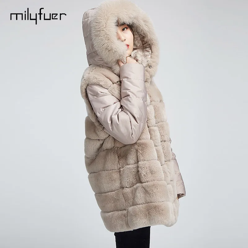 Milyfuer Новое поступление Кролик Мех животных Пальто для будущих мам Для женщин