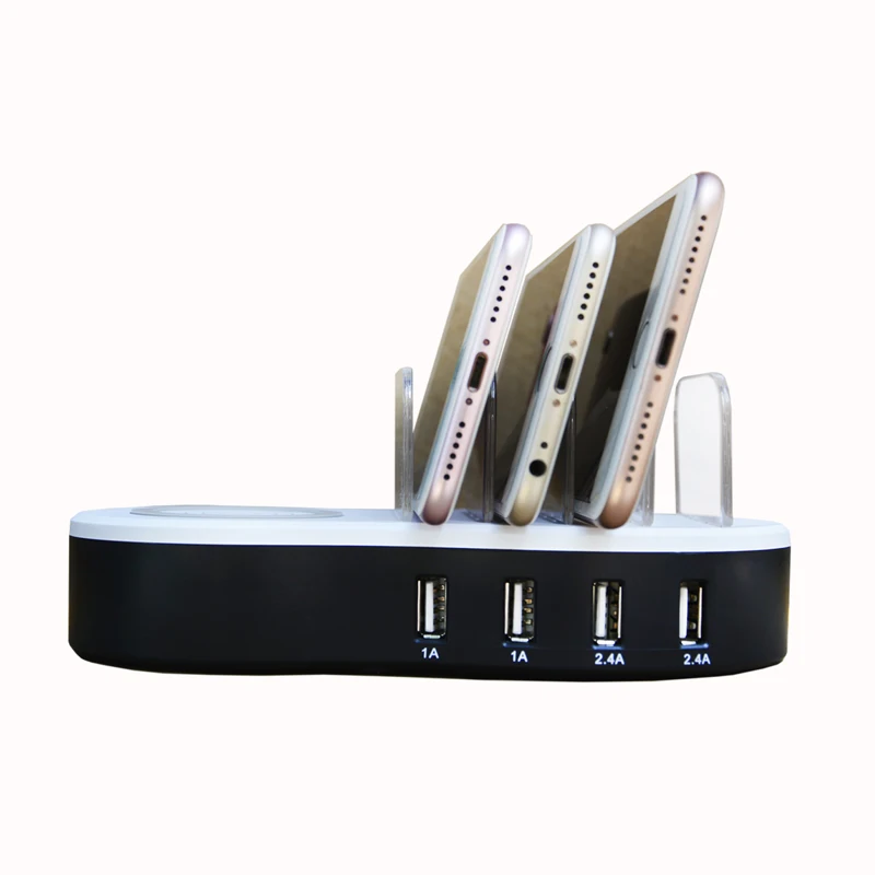 Новое многопортовое Зарядное устройство USB с 1 беспроводным + 4USB для iPhone 4 порт