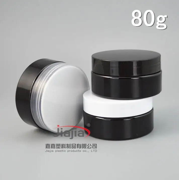 Банка ПЭТ черная с прозрачной/черной/белой пластиковой крышкой 80 мл|cream jar|pet jarsempty