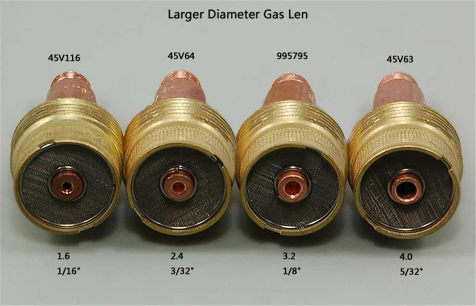 TIG комплект расходников большой диаметр газовых линз Коллет тела 45V64 Fit сварочный