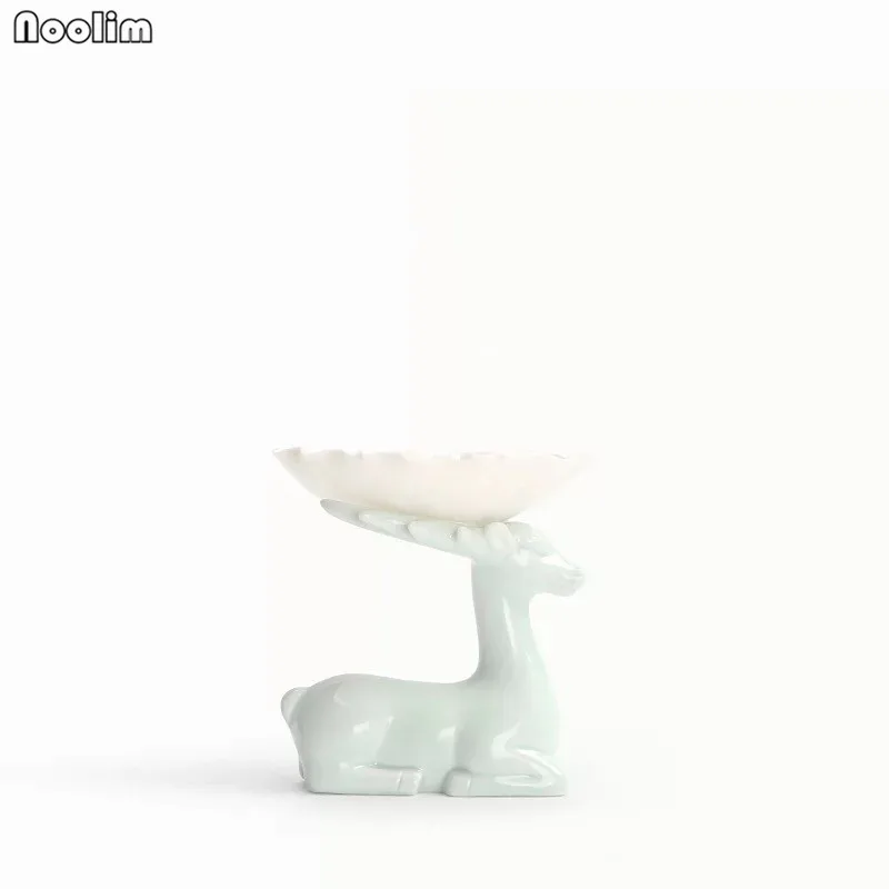 Blue NOOLIM фарфоровый чайный фильтр с оленем, креативный керамический Чайный фильтр, аксессуары для церемонии, белый фарфоровый чайный фильтр, Рождественский подарок - Цвет: Blue