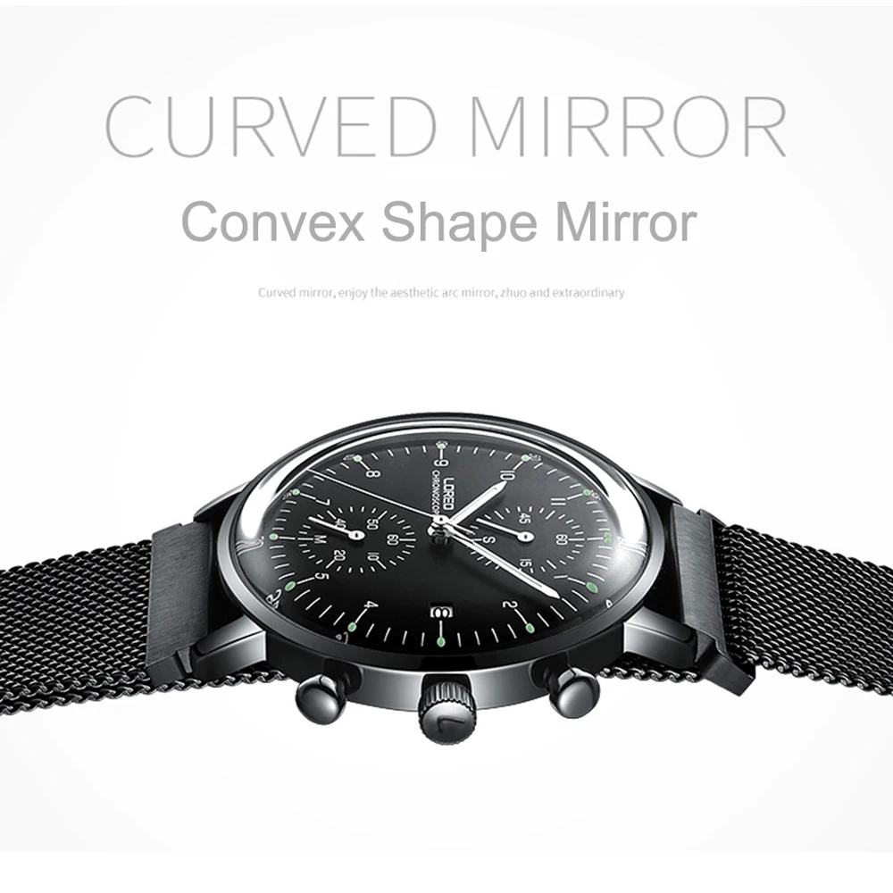 Мужские кварцевые часы LOREO водонепроницаемые спортивные из нержавеющей стали с