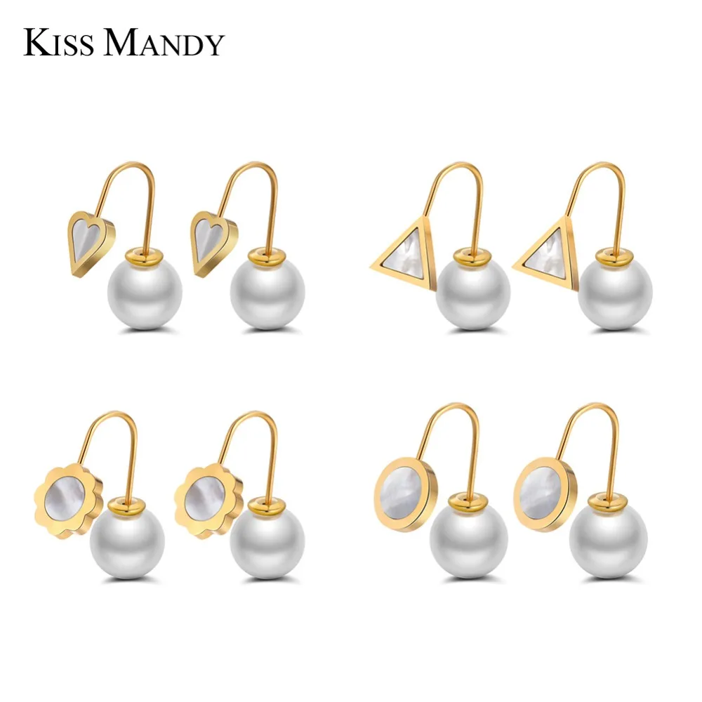 Женские Геометрические серьги подвески Kiss Mandy круглые треугольные в форме сердца