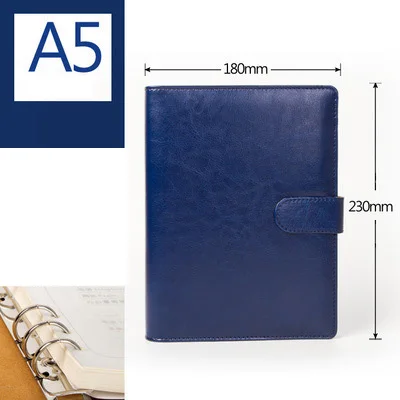 A5 Blue Милый A5 B5 спиральный блокнот 6 колец планировщик Органайзер личный дорожный дневник журнал бизнес Пряжка записная книжка канцелярские принадлежности - Цвет: A5 Blue