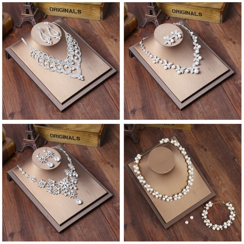 Свадебные комплекты ювелирных изделий со стразами ожерелье серьги набор