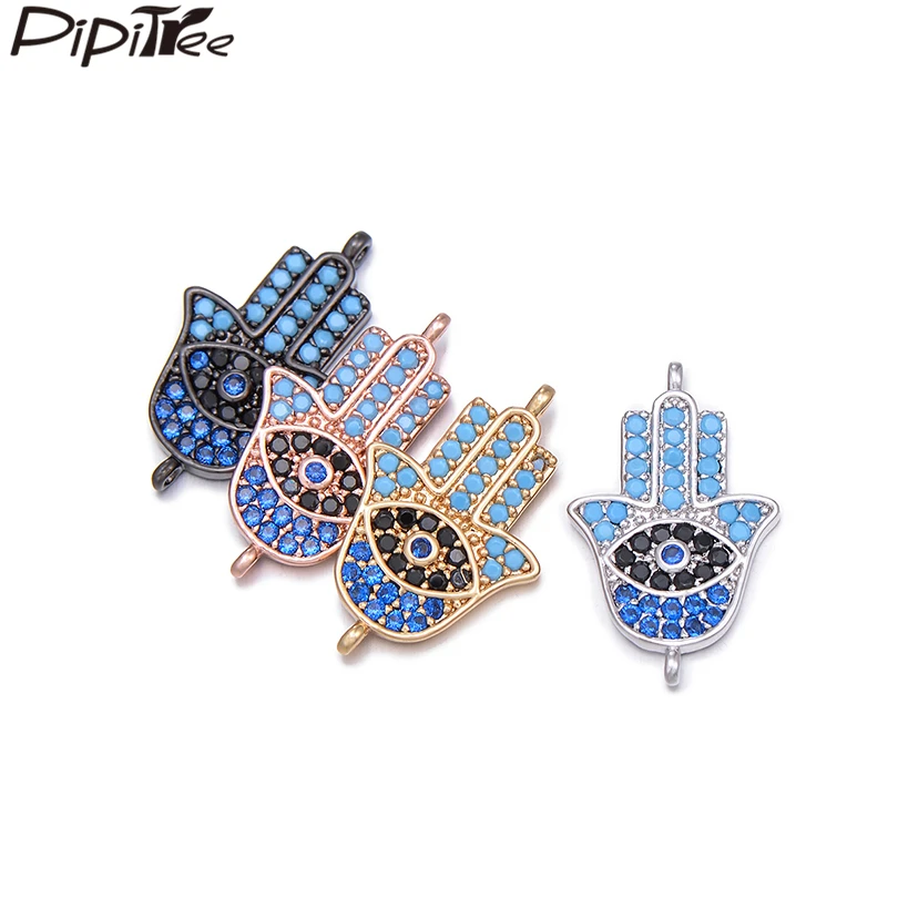 Модный синий и черный кубический циркон Pipitree Хамса шармы для рук соединитель