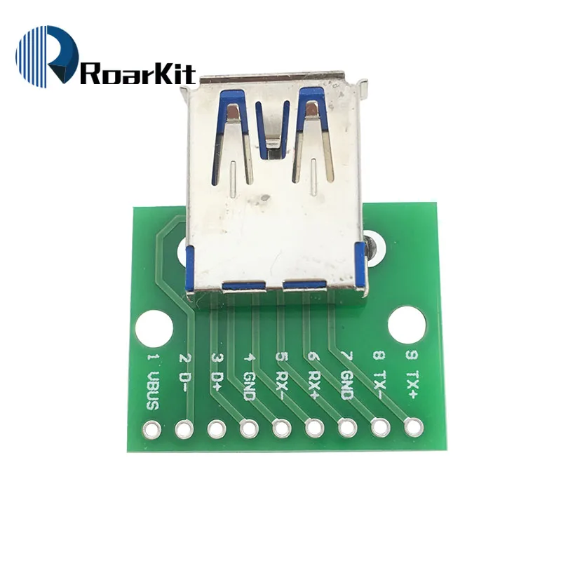10PCS/LOT USB 3.0 Female Head Seat DIP Flat Module line Adapter Plate Base to USB-3.0 Conversion Board USB-30 | Электронные