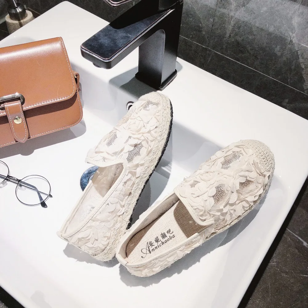 Женские парусиновые туфли с цветочным принтом модные лоферы твердая обувь