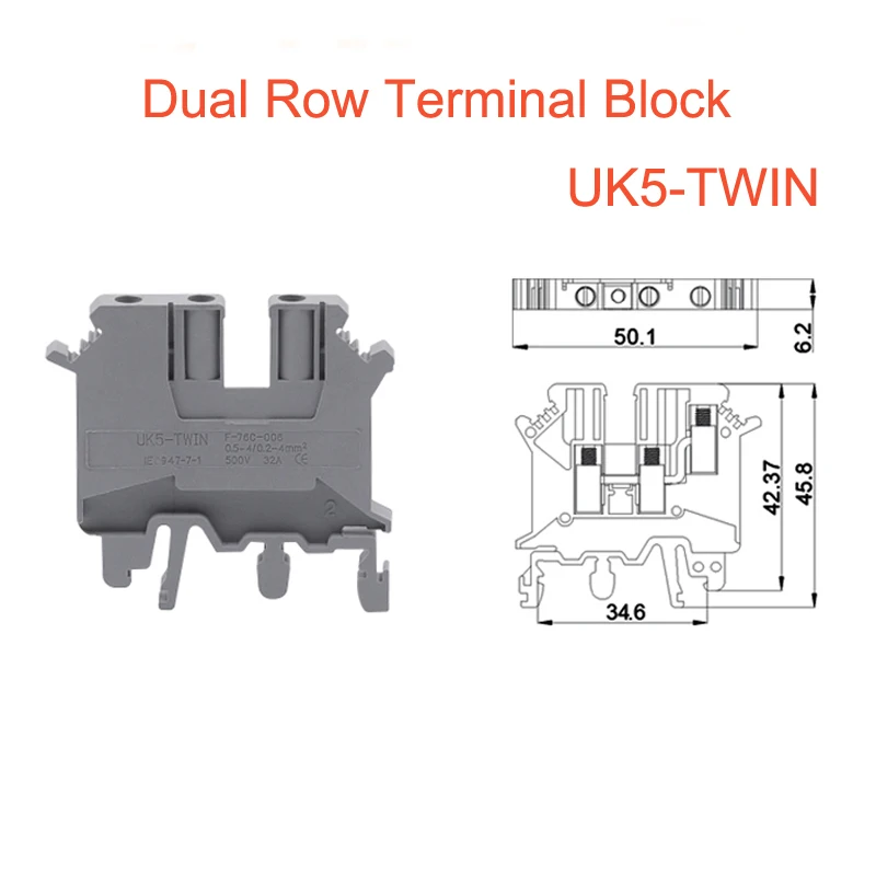Din рейка двухрядные клеммные блоки UK5 TWIN винтовой тип провода электрические