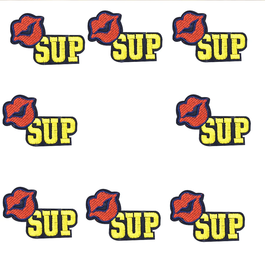 10 шт SUP kiss mouth значки Горячие патчи для одежды вышитые приклеивания утюгом