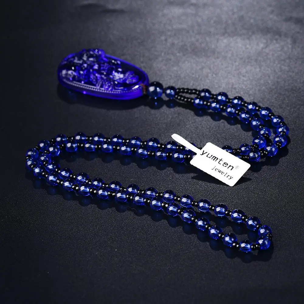 Yumten Kyanite ожерелье Кулон Будда из натурального камня цепочка бусин счастливый