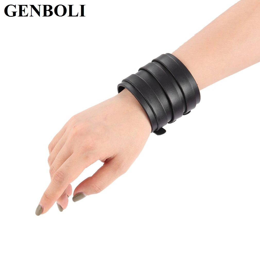 3 слоя пояса из искусственной кожи браслет на запястье панк широкие манжеты