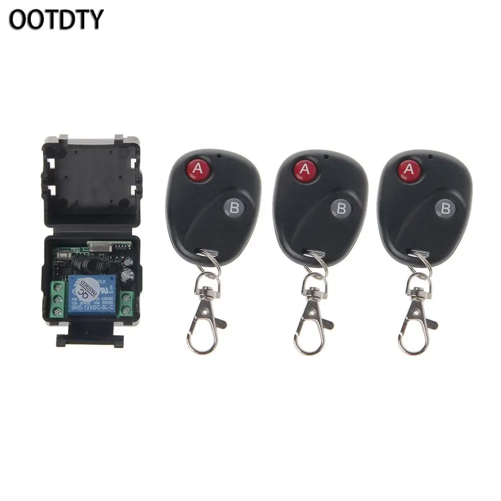 OOTDTY DC 12V 10A 433MHz Беспроводной RF релейный пульт дистанционного управления приемник передатчик Комплект - Цвет: AS SHOW