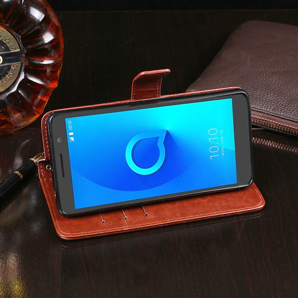 Кожаный чехол для Alcatel 1 5033D Магнитный кошелек карт роскошный модный флип Мягкий