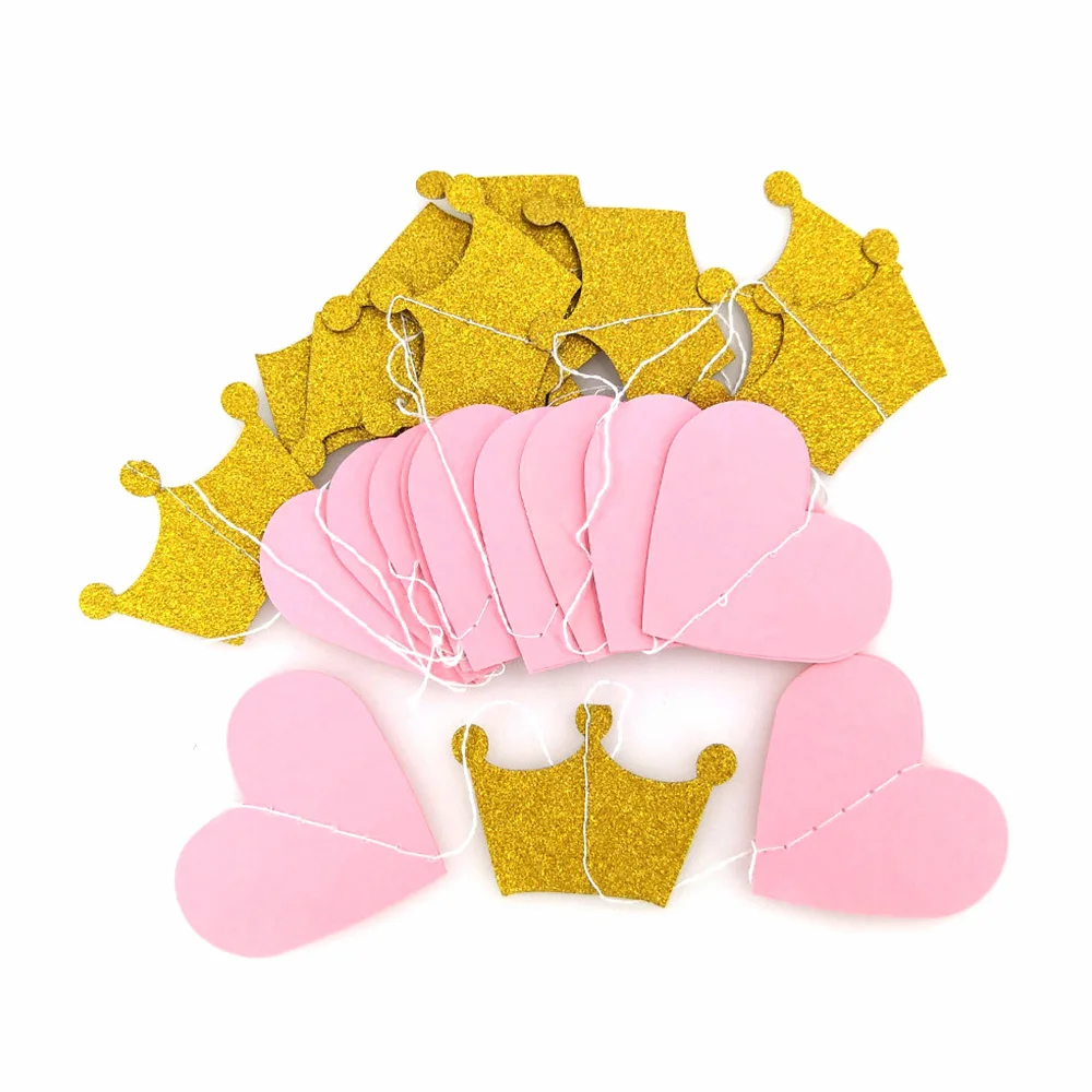 2 м Бумажная гирлянда звезда сердце + корона в форме баннеров подвесная бумага
