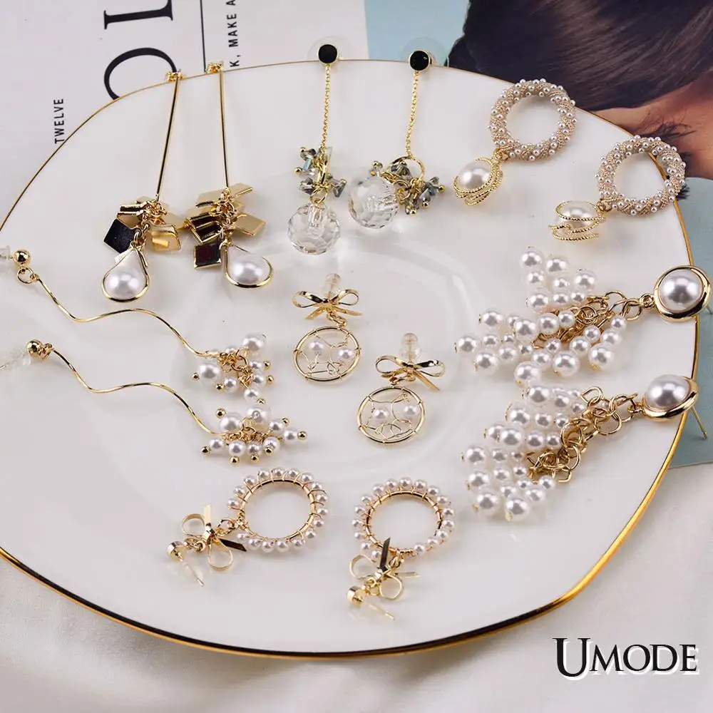 UMODE модные жемчужные серьги в виде капель для Для женщин Висячие, в стиле бохо Длинные Висячие Серьги геометрический кулон ювелирные изделия Свадебная вечеринка для девочек Подарки