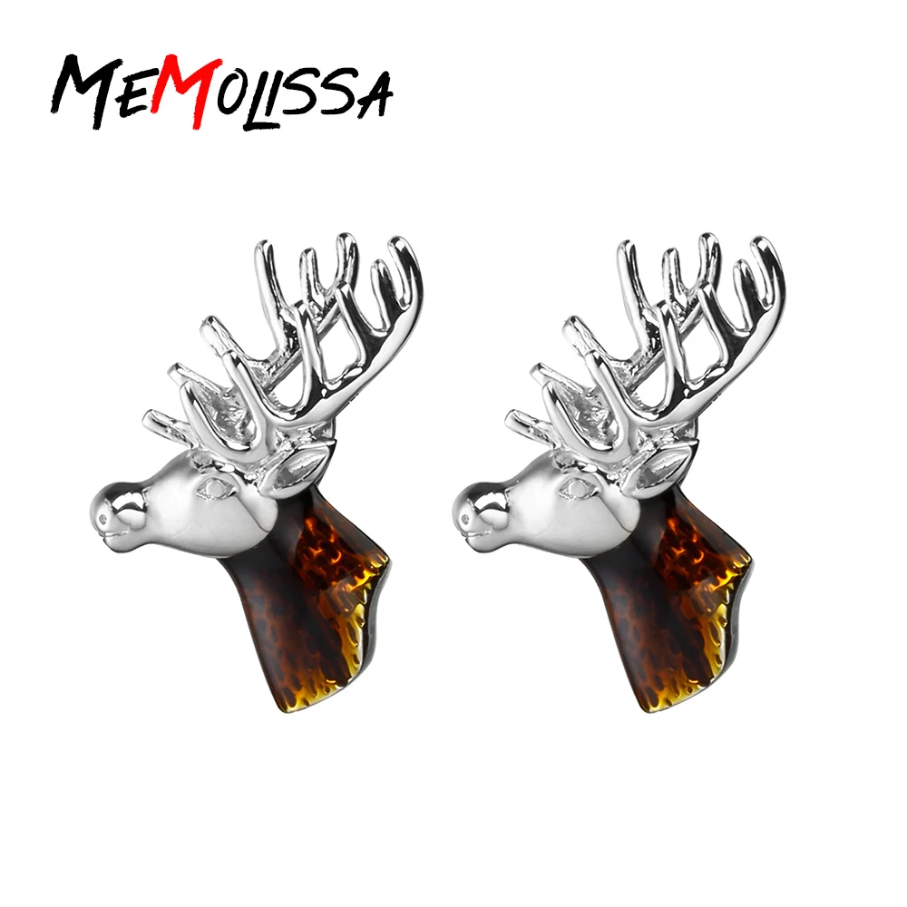 

MeMolissa Luxury Enamel Brown Christmas Deer Cufflinks David's deer Cuff Links for mens gemelos bouton manchette