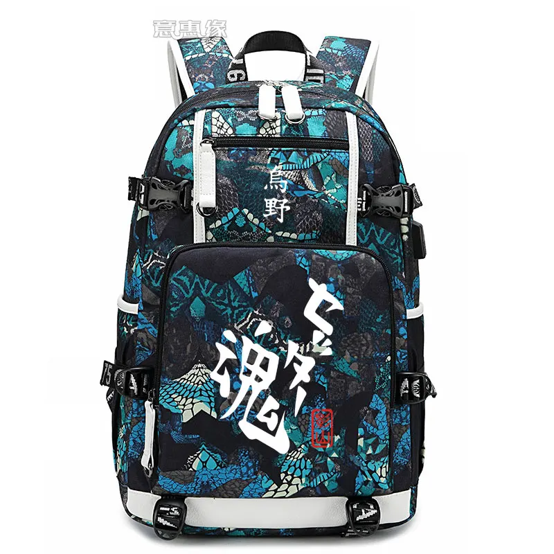 Haikyu рюкзак для студентов Mochila школьный рюкзак с принтом сумка для ноутбука мужские дорожные сумки usb зарядка ранец haikyuu Оксфорд рюкзаки - Цвет: 07