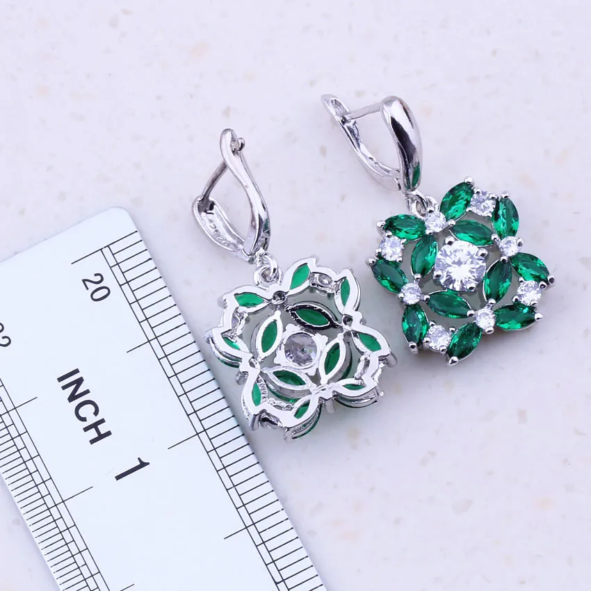 Женский комплект ювелирных украшений Delicate Green Created Emerald AAA CZ 925 пробы модные