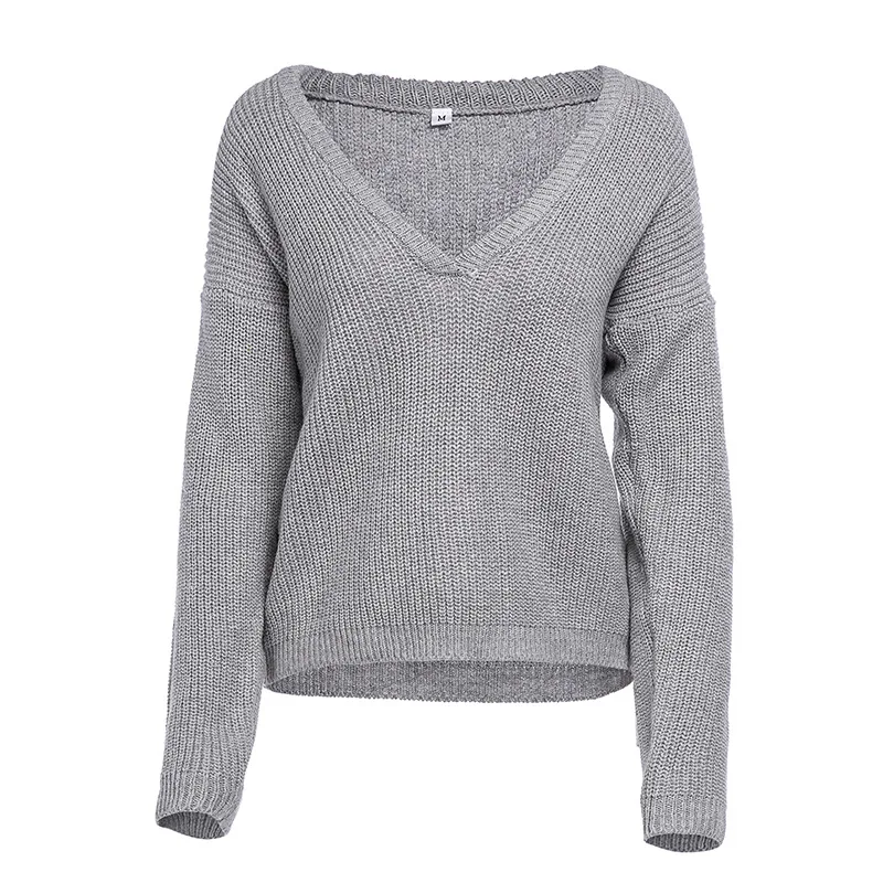 Fluffy Deep V Neck Ribbed Sweater Pullover Women Knit Oversized Solid Jumpers Off Shoulder Colorful Sweaters Chompas Para Mujer | Женская