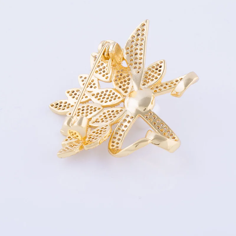 Элегантные жемчужные Цветочные Заколки и броши букет из AAA кубического циркония