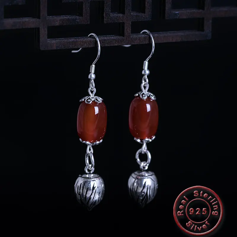 Женские винтажные серьги Amxiu ручной работы из стерлингового серебра 925 пробы с