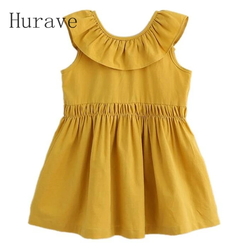 Hurave/Модное детское летнее платье одежда без рукавов для девочек платья с