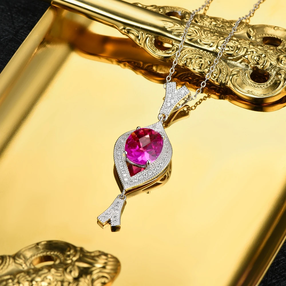 L &amp zuan 5.28ct розовые подвески с рубинами для женщин подвеска из стерлингового