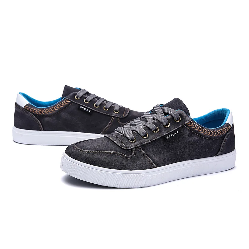 Классическая модная мужская парусиновая обувь однотонная на плоской