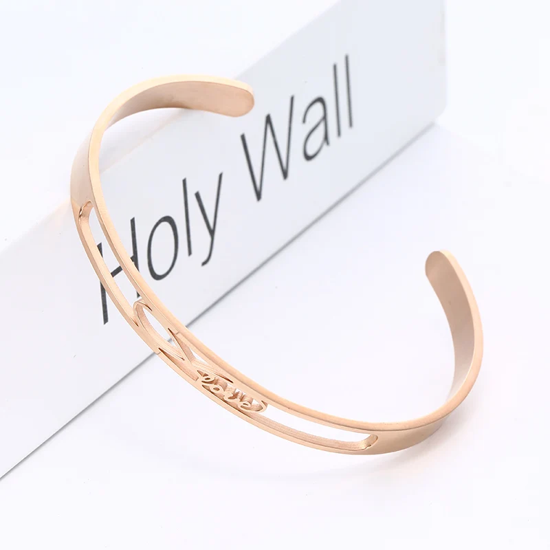 MYLONGINGCHARM полые буквы слова цитаты регулируемый браслет из нержавеющей стали